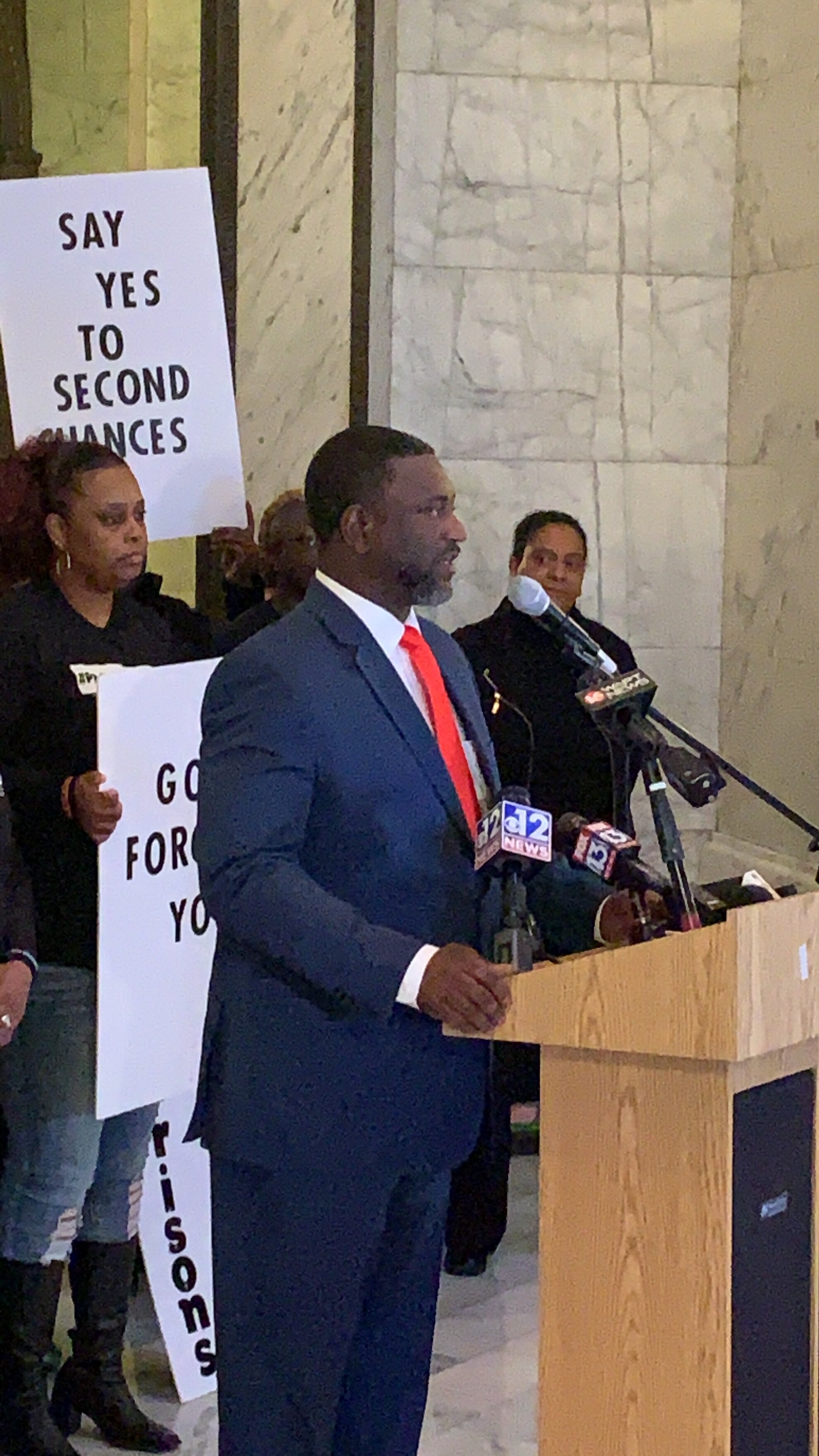 Sen Juan Barnett, D-Jackson, speaks at a Prayer for the Prisons Rally on Jan. 23, 2020, at Mississippi’s state Capitol. Barnett is a strong advocate for expanding parole eligibility for juveniles and adults and putting an end to the state’s mass inc…