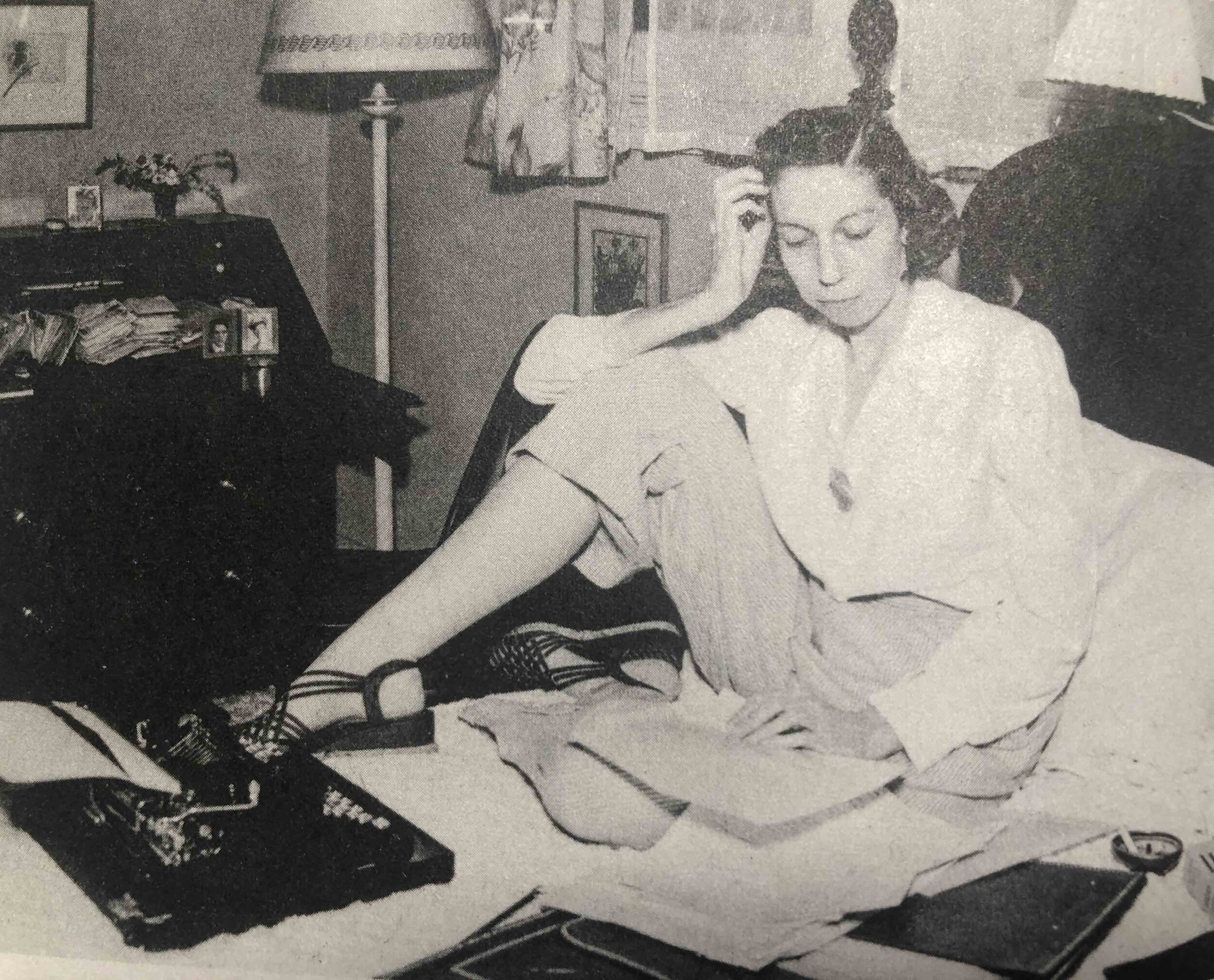 This photo of a photo from One Writer’s Beginnings shows Welty at work on her bed in the 1940s. Simon and Schuster, Scribner Books